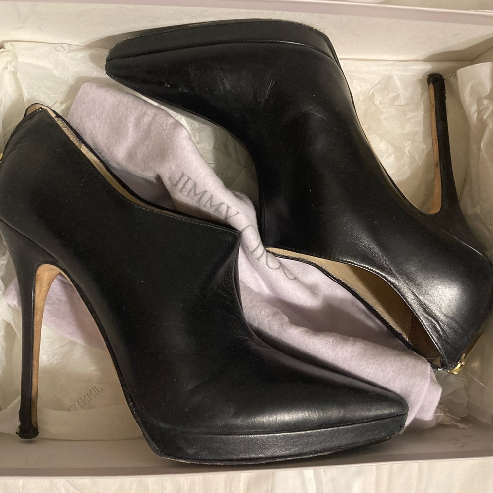 Jimmy Choo Blk Sz 38 Leather Platform Ankle Boots
